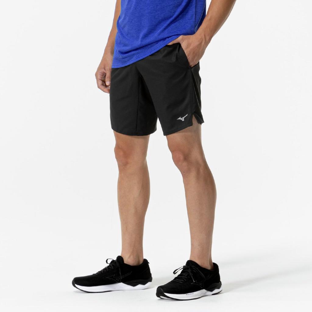 Mizuno Running Black Half-Length Shorts, Multi-Pocket Pants, 9-Inch, 360-Degree Pockets,