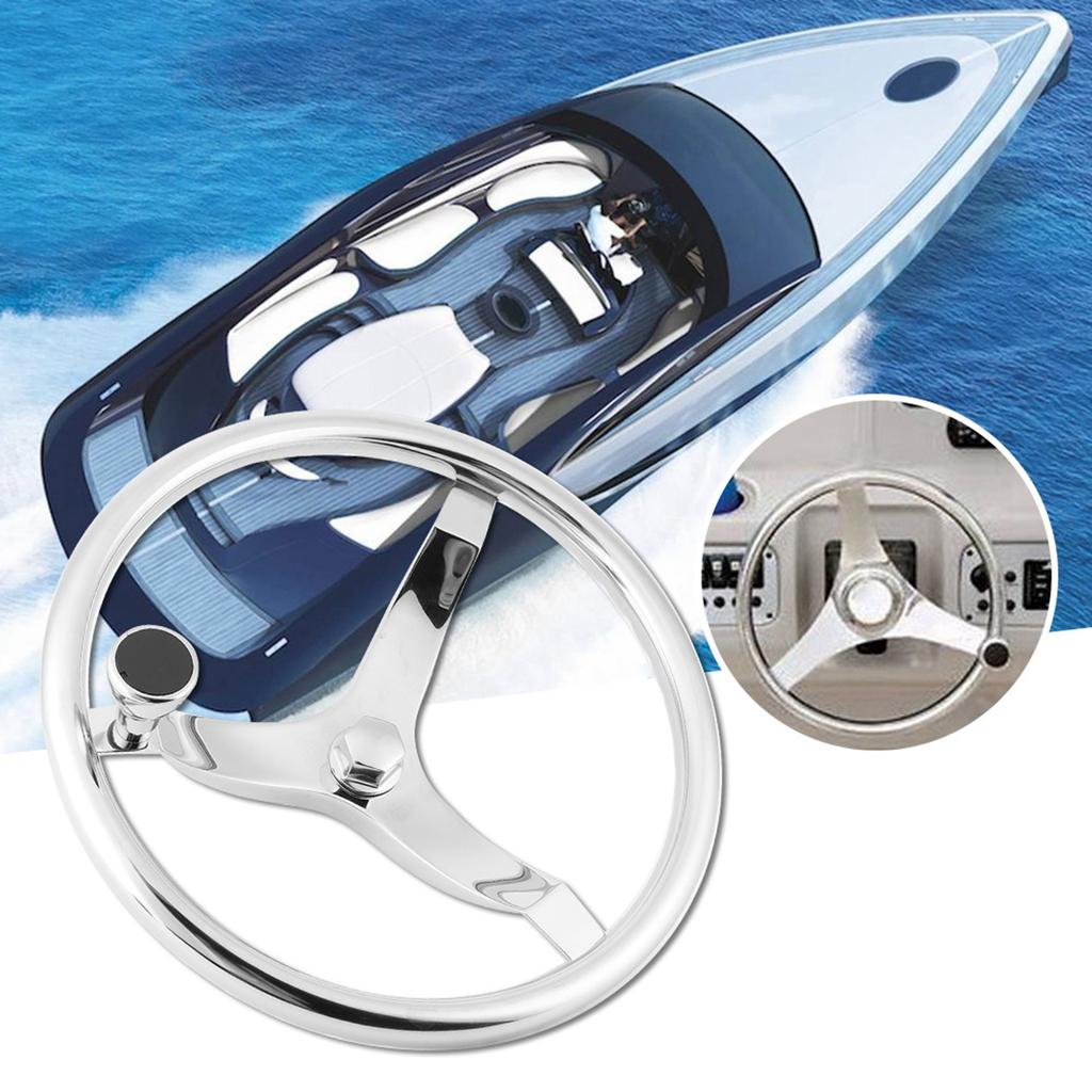 13‑1 2in 25 Degree Steering Wheel 3 Spoke with 5 8in Nut Knob Marine Boat Accessories
