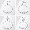 Unendliche Liegesschleife Verstellbares Zugkettenarmband für Damen Mit Zirkonsteinen Personalisierter Modeschmuck Geschenk