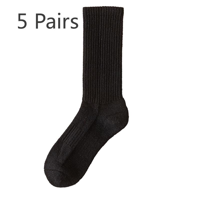 5 Pairs of Men's Winter Thick Wool Ring Heat Storage Lock Warm Wool Mid Tube Socks