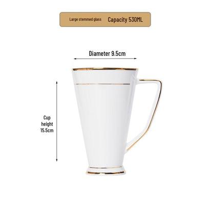 Shangqi Porcelana Kostna Biała Złoty Brzeg Kubek do Kawy