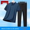 Men's Ice Silk Business Casual Polo & Straight Pants Set