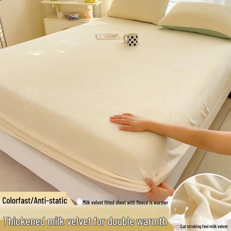 Autumn Winter Flannel Fitted Sheet: Non-slip Coral Fleece Bedspread & Mattress Cover