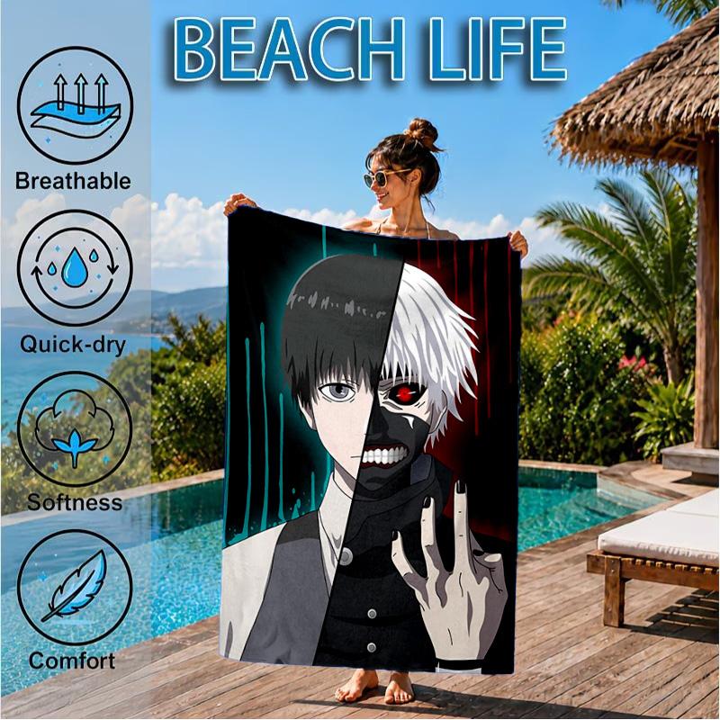 Tokyo Ghoul Kaneki's Struggle Beach Towel, Quick-drying, Easy to Care for, Suitable for Both Fitness and Beach Vacations,Sports Essential