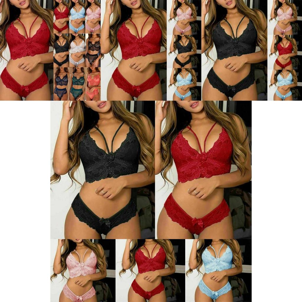 Women's Ultra Smooth Sexy Lace Lingerie Push Up Bra And Thong Set For Nightwear