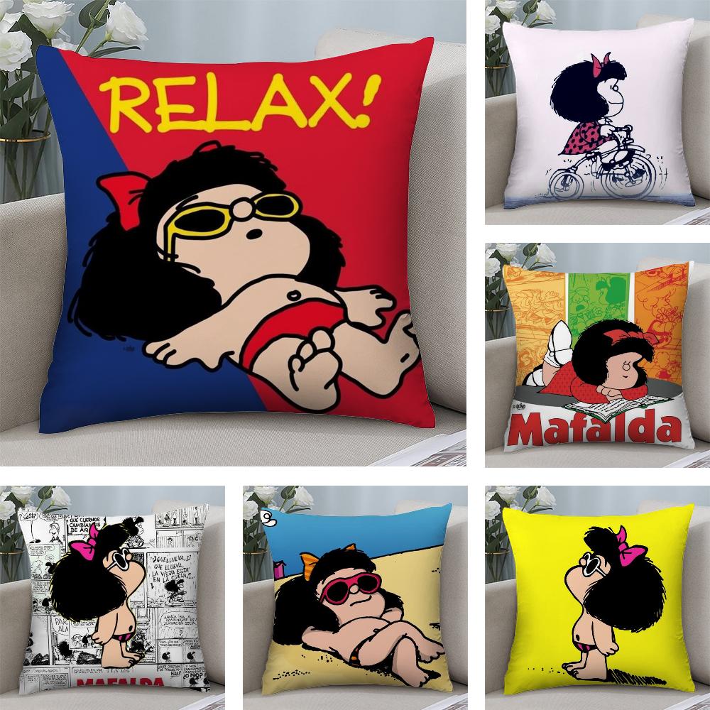 C-Cartoon  Comics M-MafaldaS Pillow Case Short Plush Sofa Decorative Gift Home Double-sided Printing Cushion