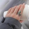 S925 Sterling Silver Snake Coiled Adjustable Ring - Women's Retro Cold Style Trendy Accessory