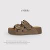 Cattle Velvet Rivet Holiday Retro One-Pedal Birkenstocks Thick-Soled Heightening Shoes