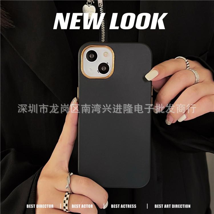 Applicable to iphone13ProMax leather pattern mobile phone case Apple 12 solid color back cover protective case 7Plus