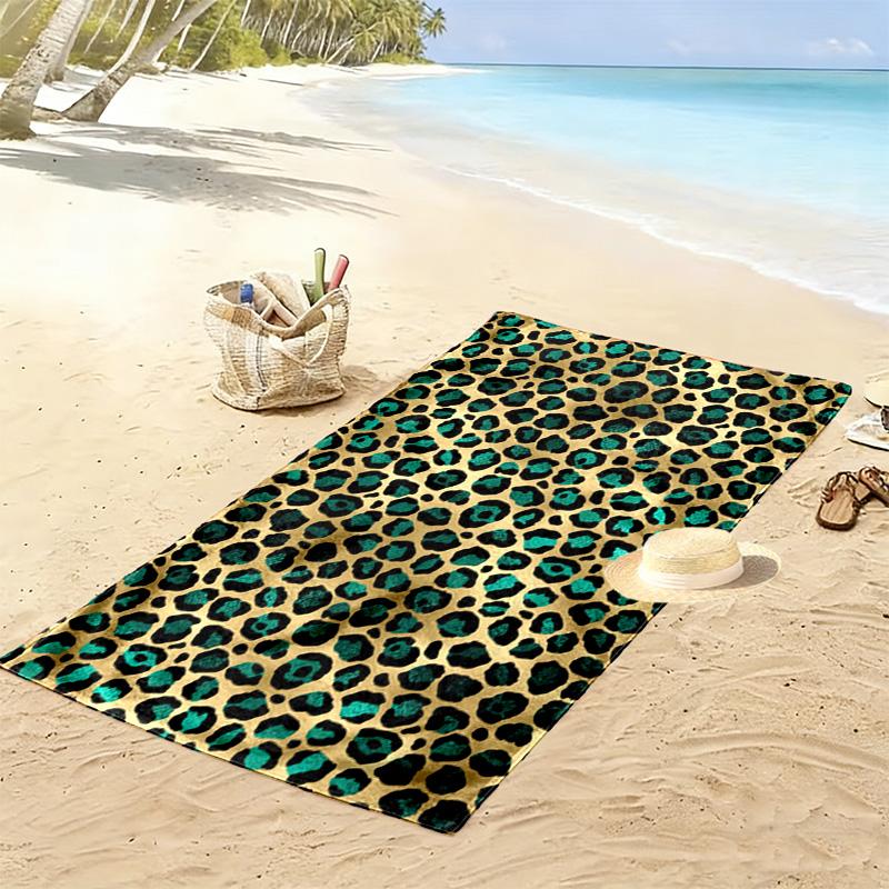 Leopard Print Beach Towel, Large Soft Quick Dry Towel for Beach Camping Swimming