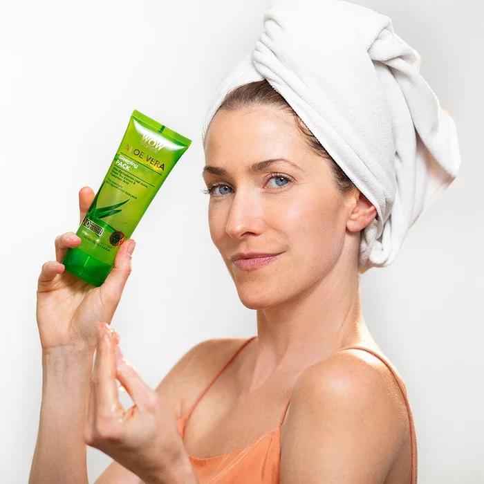 Wow Skin Science Aloe Vera mit Grüntee-Extrakt und Hyaluronsäure Sleeping Pack - Ohne Parabene, Silikone und Farbstoffe, 100ml, 2er-Pack