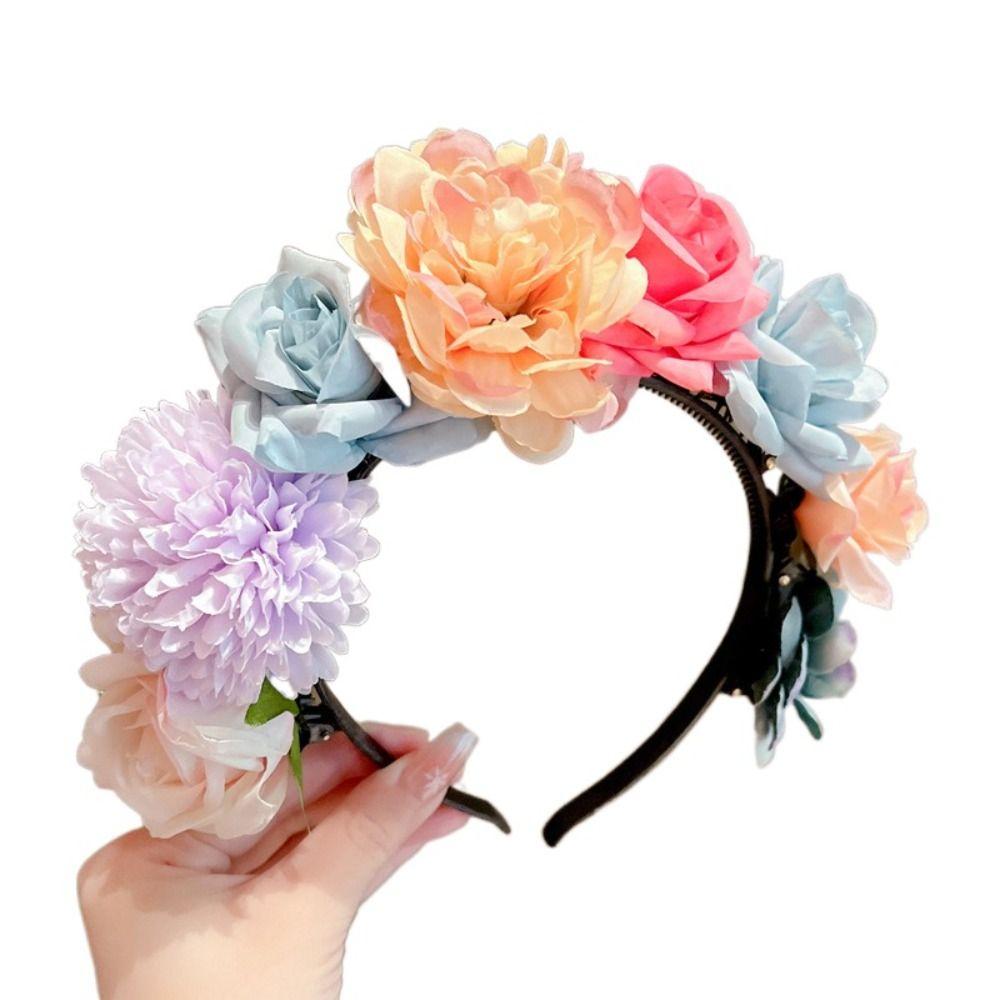 Colorful Children Flower Headband Simulation Flower Bridal Crown Floral Garland  Photograph