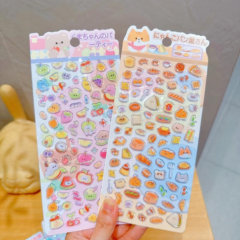 Japanese Cute Animal Jelly Stickers 3D Puffy Crystal Resin Decals for Children Reward Album Phone Decoration