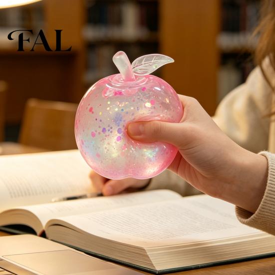 Soft Rubber Apple Maltose Glitter Squeeze Stress Ball, TPR Slow Rising Fidget Creative Birthday Gifts for Girls Toy Anxiety Relief, Cute Fruit