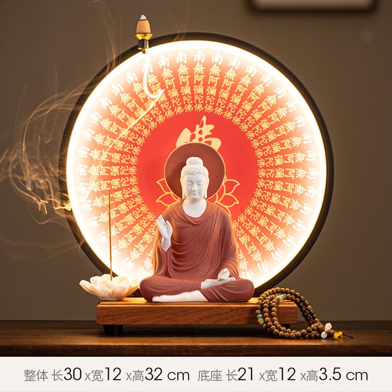 Buda Heykeli Tathagata Buda Figürü Sakyamuni Büyük Buda Heykeli Seramik Lamba Çemberi Tütsülük İçin Özelleştirilmiş Sundurma Ev Dekorasyonu