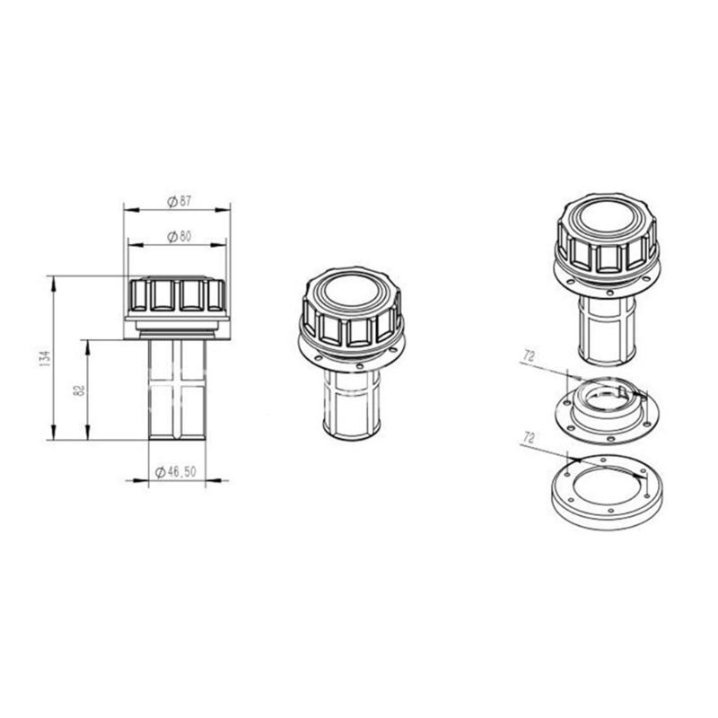 Bouchon de réservoir de carburant anti-débordement 87 mm ABS Bouchons de réservoir de carburant industriels pour groupe électrogène et pièces de machines à pompe