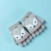 Autumn Winter Children Knitted Gloves Flip Fingerless Gloves Cute Cartoon Fox Warm Half-Finger Gloves