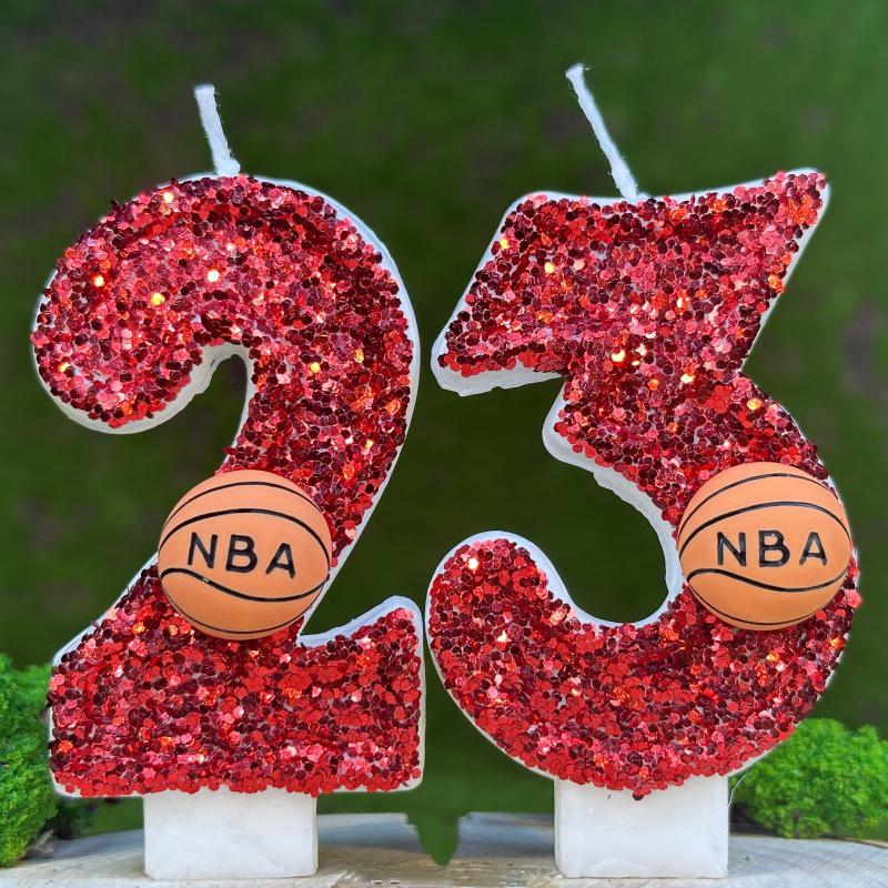 Basketball Number Birthday Cake Candles - Creative Digital Party Decorations