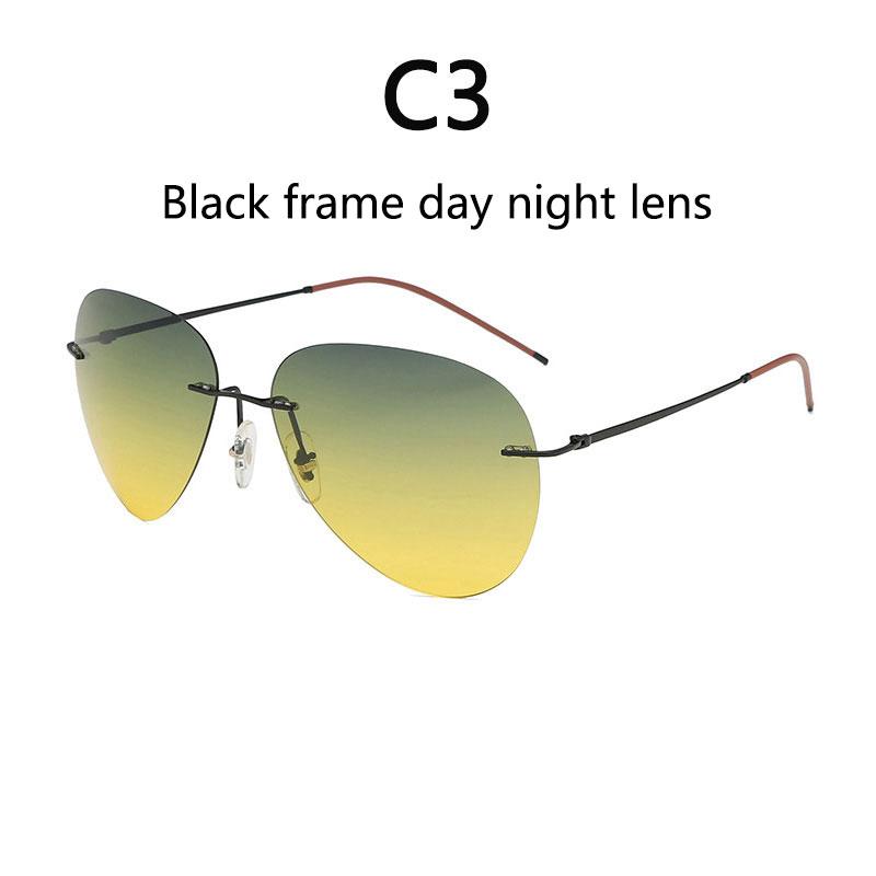 BOYSEEN Ultra Light Titanium Polarized Sunglasses Photochromic Frameless Sun Glasses Driving Fishing Goggles For Day And Night
