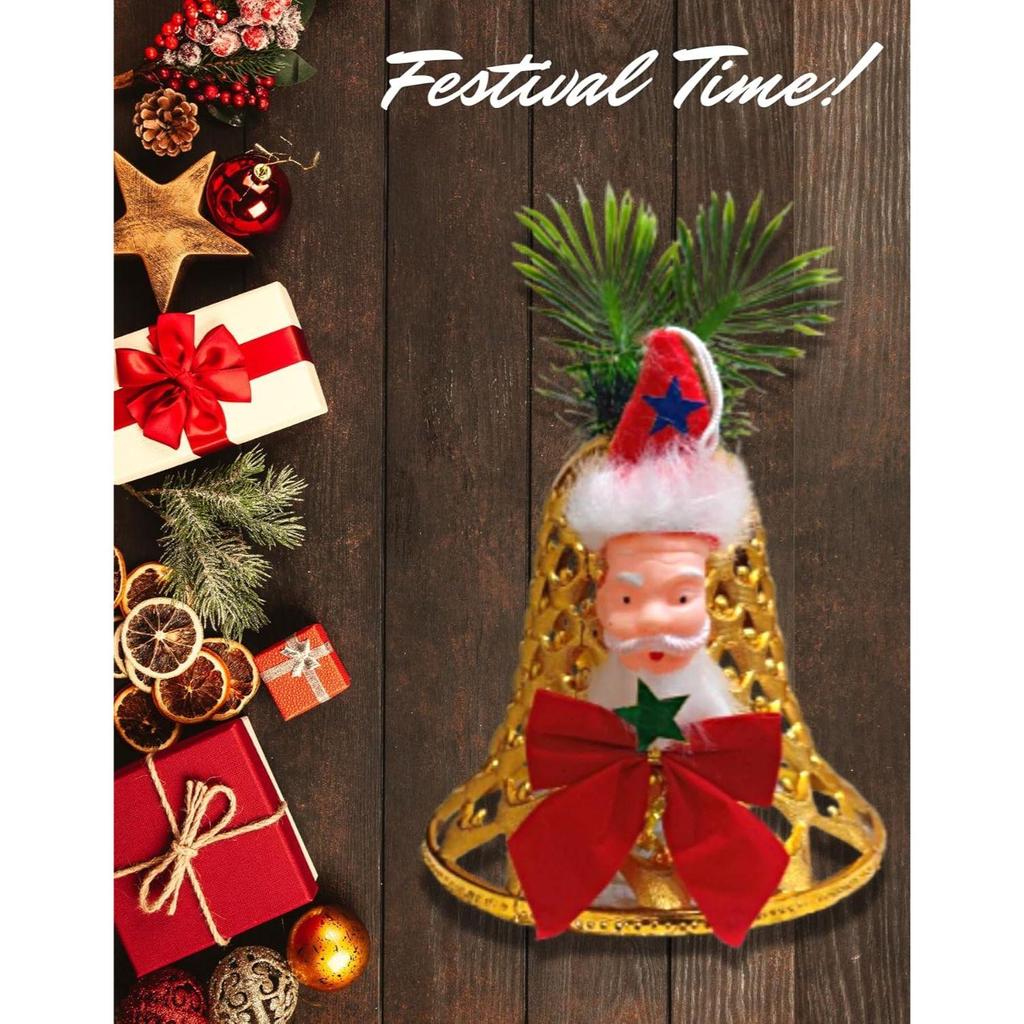 Christmas Decoration Merry Christmas Golden Bell Shaped Decorative Items for Xmas Santa Bells for Home Office Decoration