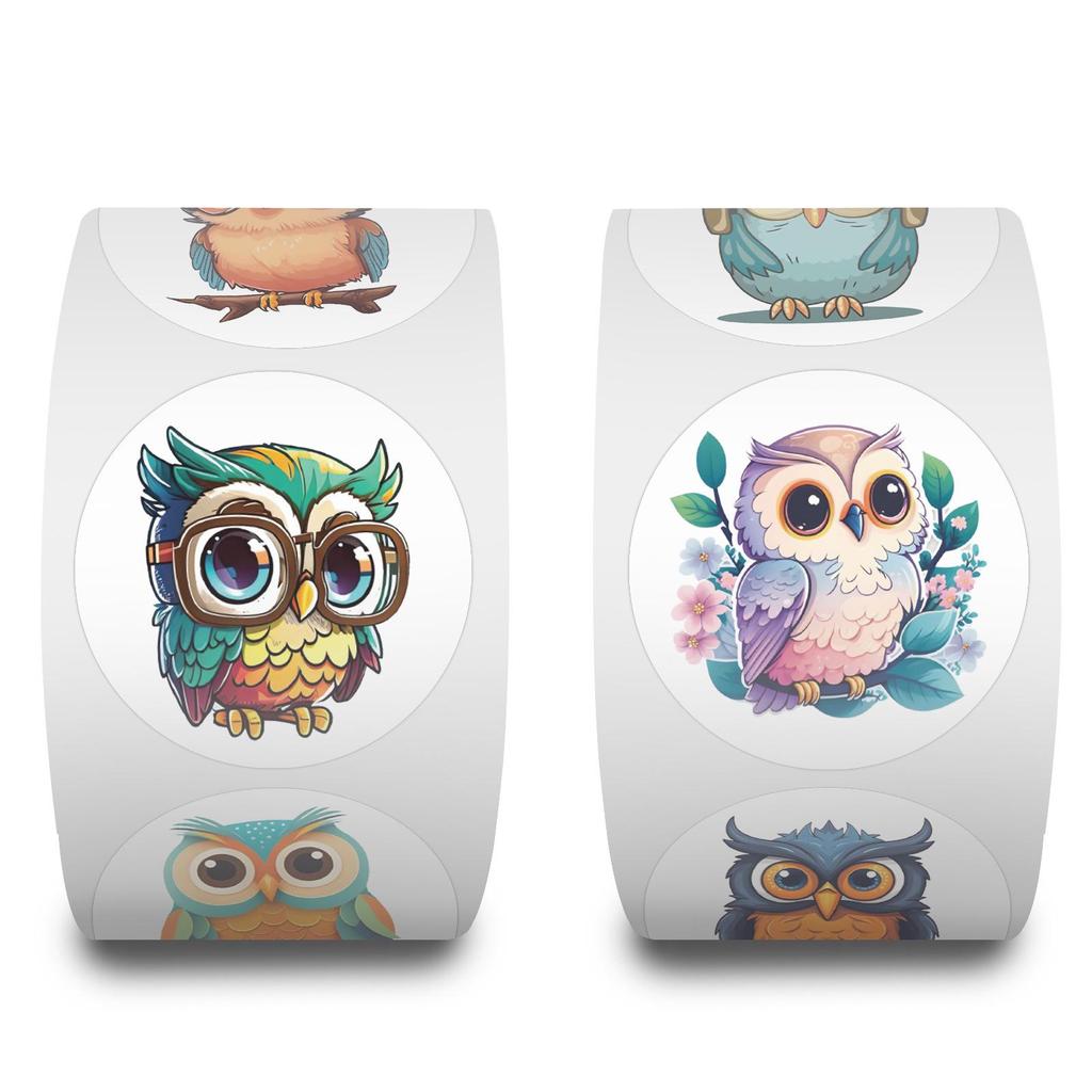 500 Cartoon Owl Swirl Stickers for Journals & DIY Notebooks: Children's Stationery & Sealing Stickers