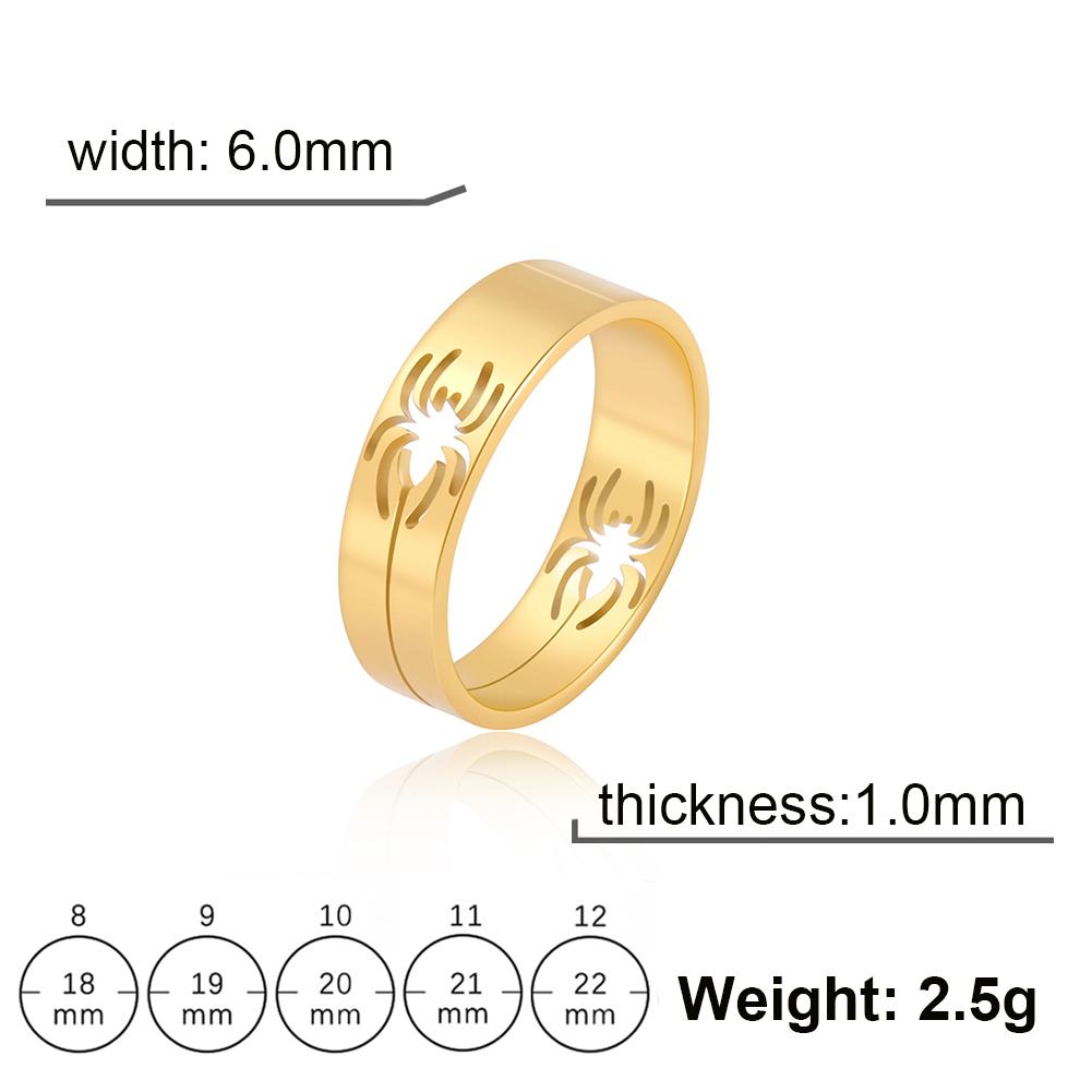 Teamer Halloween Stainless Steel Cool Spider Ring for Men Women 6MM Wide Finger Rings Hip Hop Punk Party Jewelry Wholesale