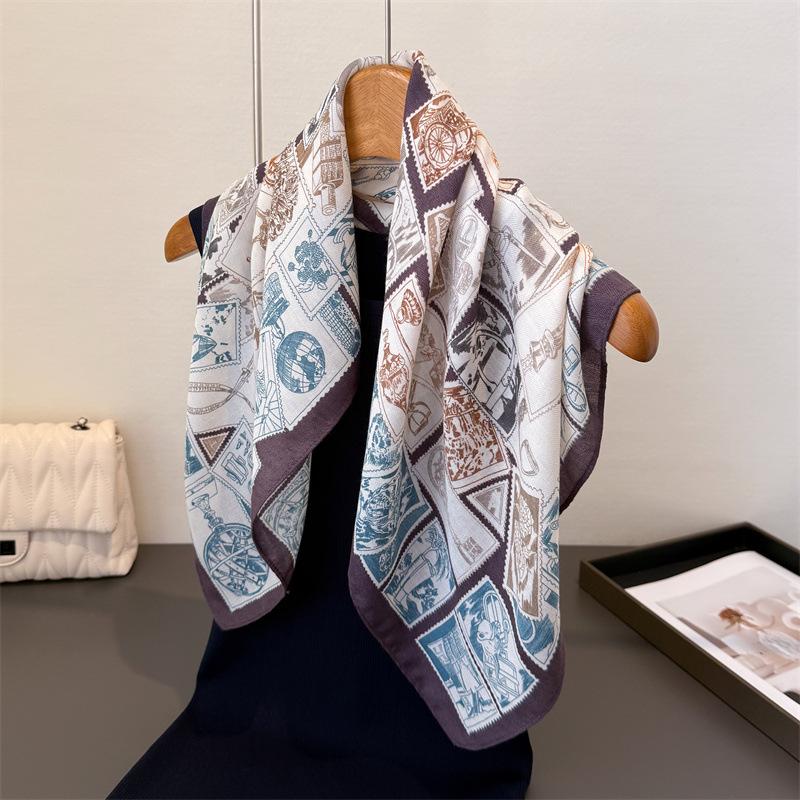 68X68Cm Square Silk Scarf Women Head Shawl Wrap Luxury Elegant Thin Hair Print Neck Scarves Hijab Bandana Pashmina Headscarf