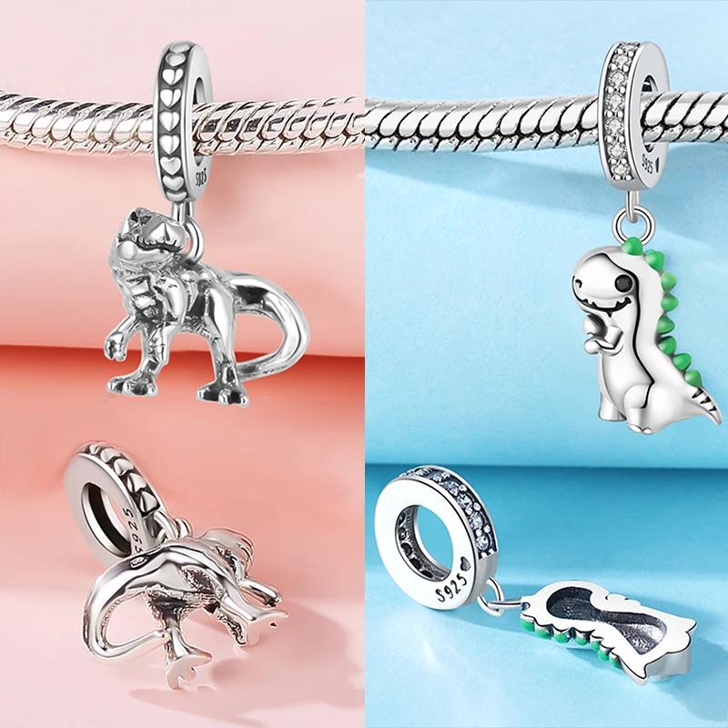 Authentic Original Copper Metal Dinosaur Chameleon Dragon Charm Bead Components Bead Components Compatible With Bracelet High Quality Fine Jewelry