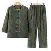 Chinese Retro Plus Size Two-Piece Set: Loose Cotton Linen Jacket & Pants for Middle-Aged Women