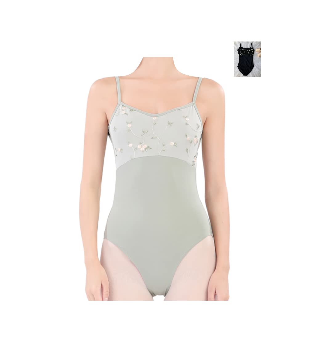 [ProDance] ProDance Mint Black Camisole Embroidered Cute Stylish Ballet Leotard S