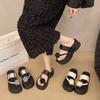 Thick-soled heightened heel toe cool slippers women's summer wear new beautiful flip-flops beach sandals