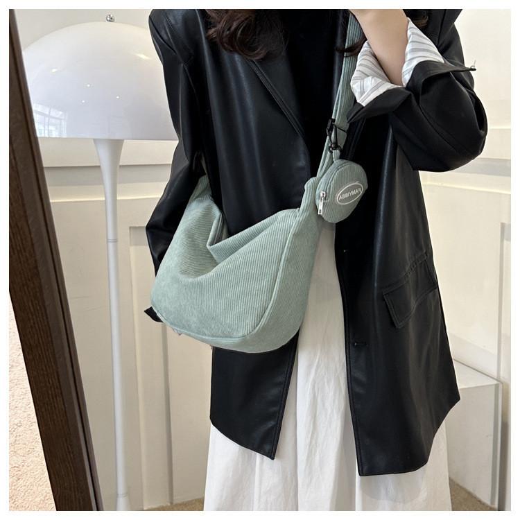 Stylish Tote Bag With Coin Purse Urban Minimalist Fashion Soft Corduroy Material Various Colors