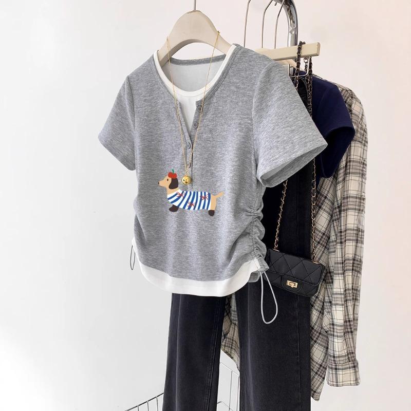 Women's Summer New Slim Fit Small Short Style All Design Sense Small Short Sleeved Top