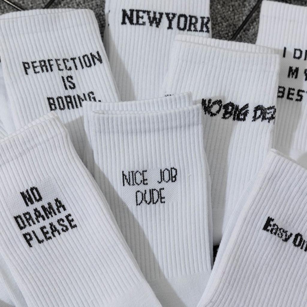 5/10 par losowych męskich skarpetek za kostkę, białe z wzorem liter, modne, unikalne, zabawne, odprowadzające wilgoć, rekomendacja na prezent