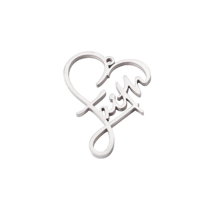 

Creative Heart-shaped Titanium Steel Faith Necklace Pendant