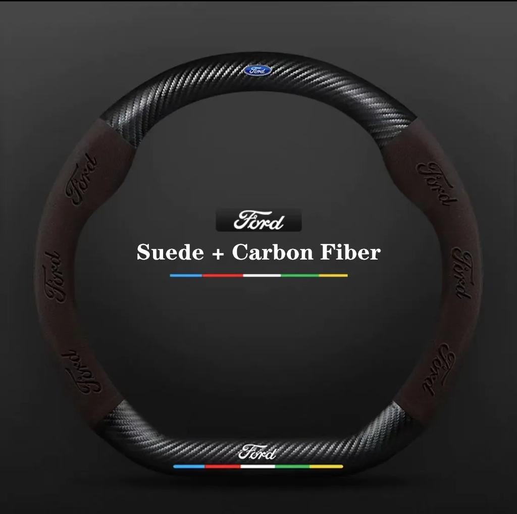 DIPE4 Ford ST EXPLORER EDGE Fiesta Focus Mondeo F150 Fusion Mustang Kuga Ranger Car Anti-Slip Suede Carbon Fiber Steering Wheel Cover