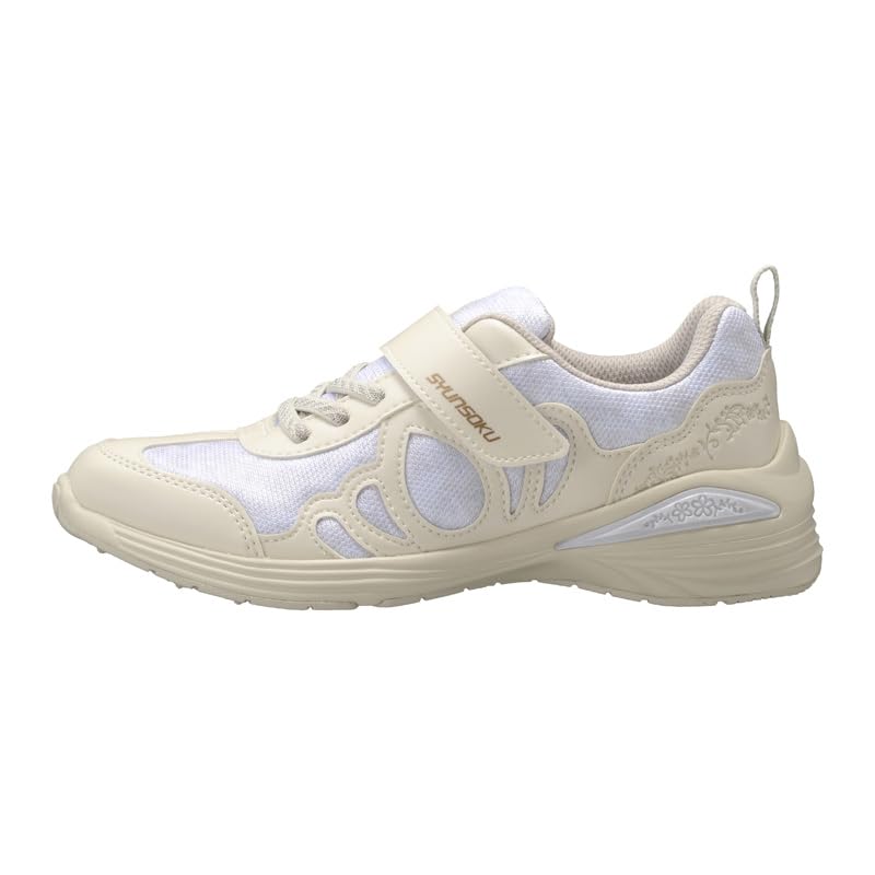 Shunsoku Sneakers for Long Beautiful LEJ cm Kids, Girls, Lightweight, Feet, Legs, 16-23cm, 2E, 8170, Ivory, 17.0