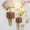 3D Wooden Flower Vase Refrigerator Magnet with Hydroponic Tube