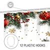 Christmas shower curtain, bathroom letter shower waterproof curtain with 12 hooks, fish shaped home decoration, free delivery