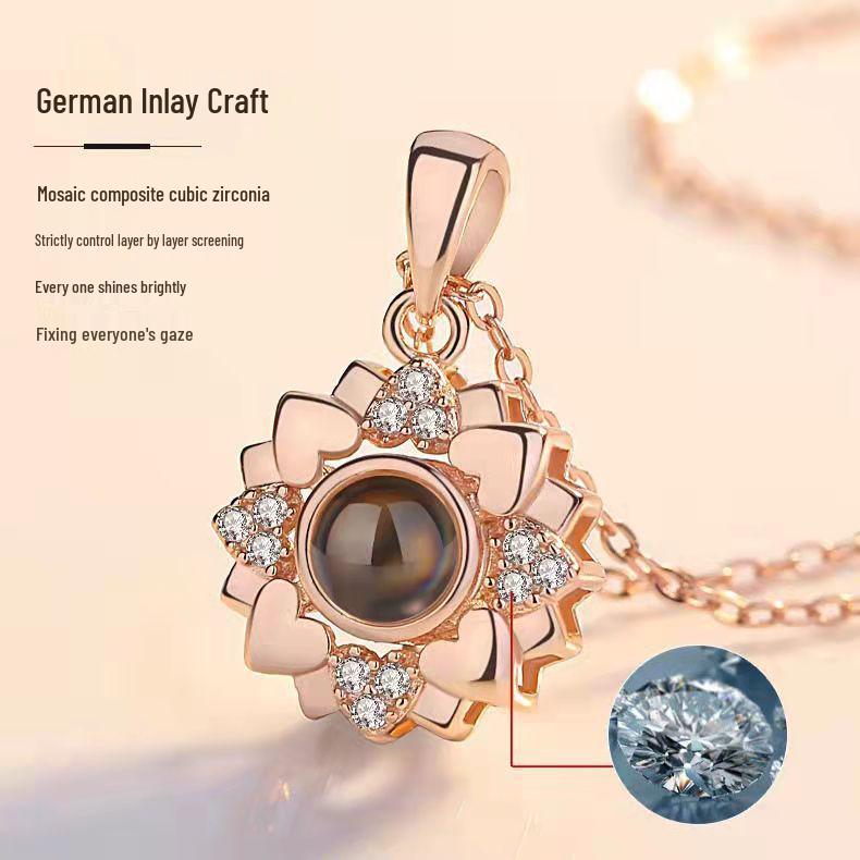 100 Languages 'I Love You' Projection Necklace - Elegant Gift for Women