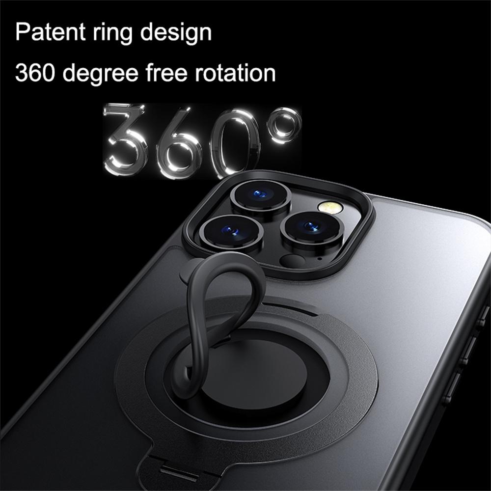 For iPhone 16 Pro Case Compatible with MagSafe Kickstand Matte PC+TPU Phone Cover with Silicone Ring