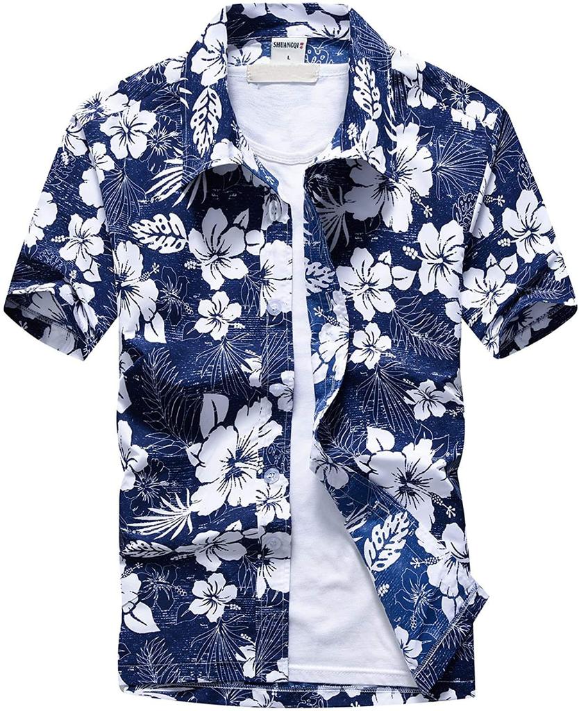 Summer Short Sleeve Aloha Beach Size 5XL Y-ME Shirt, Shirt, Shirt, Stylish, Breathable, Blue,