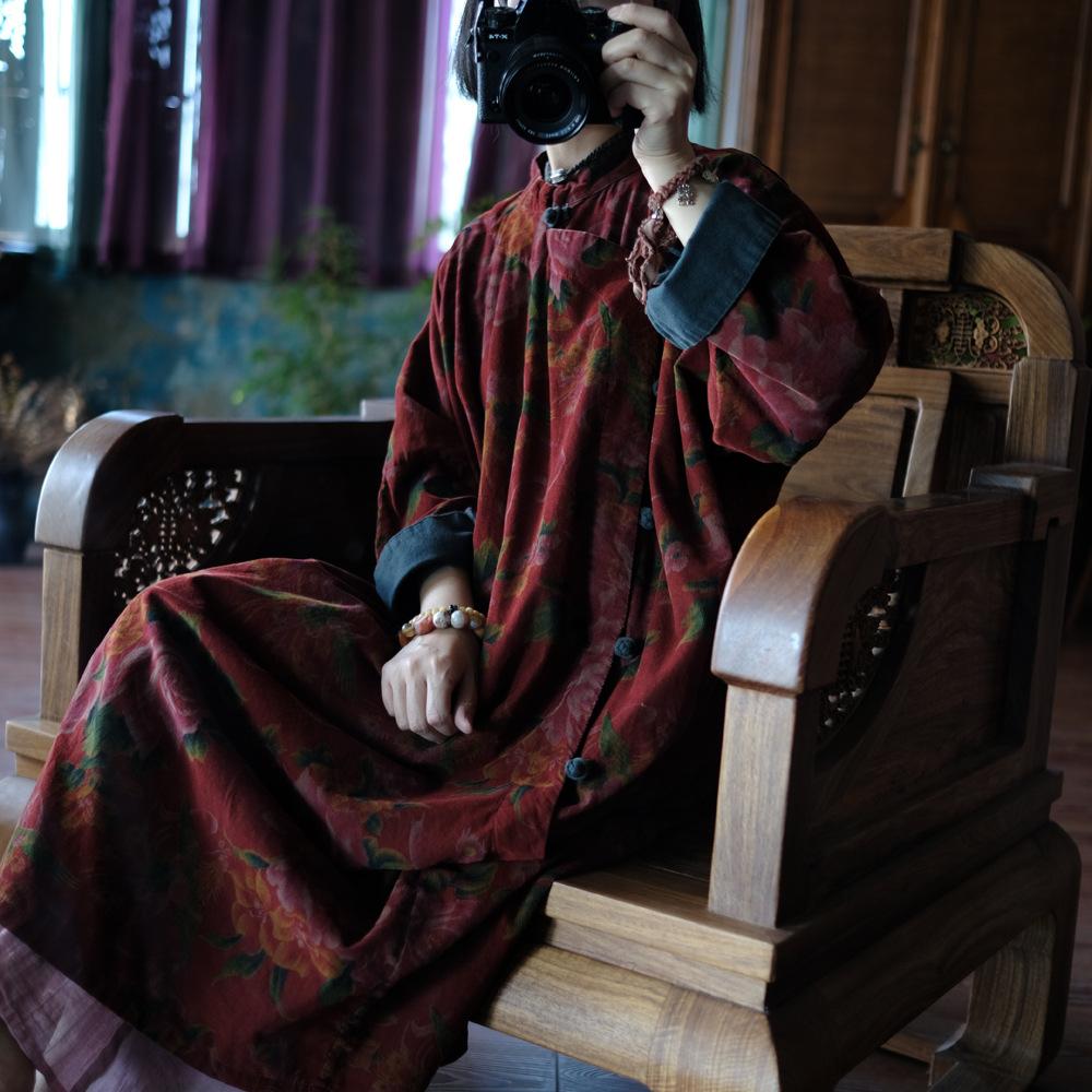 Johnature Women Chinese Style Stand White Dresses Long Sleeve Button High Quality Spring A-Line Dresses