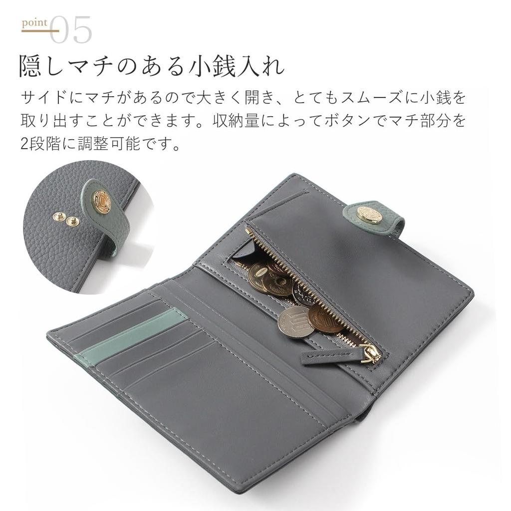 Blanc Pomme Damen Geldbörse aus echtem Leder, Zweifarbiges Design, Dünn und Stilvoll, Grün, bp-1087