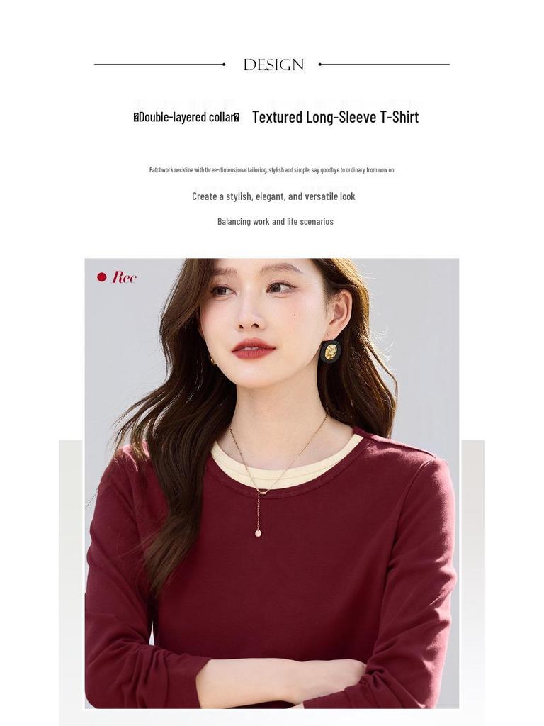 Women's Slim-Fit Long-Sleeve T-Shirt for Spring and Autumn 2026 - Versatile Base Layer or Outerwear.