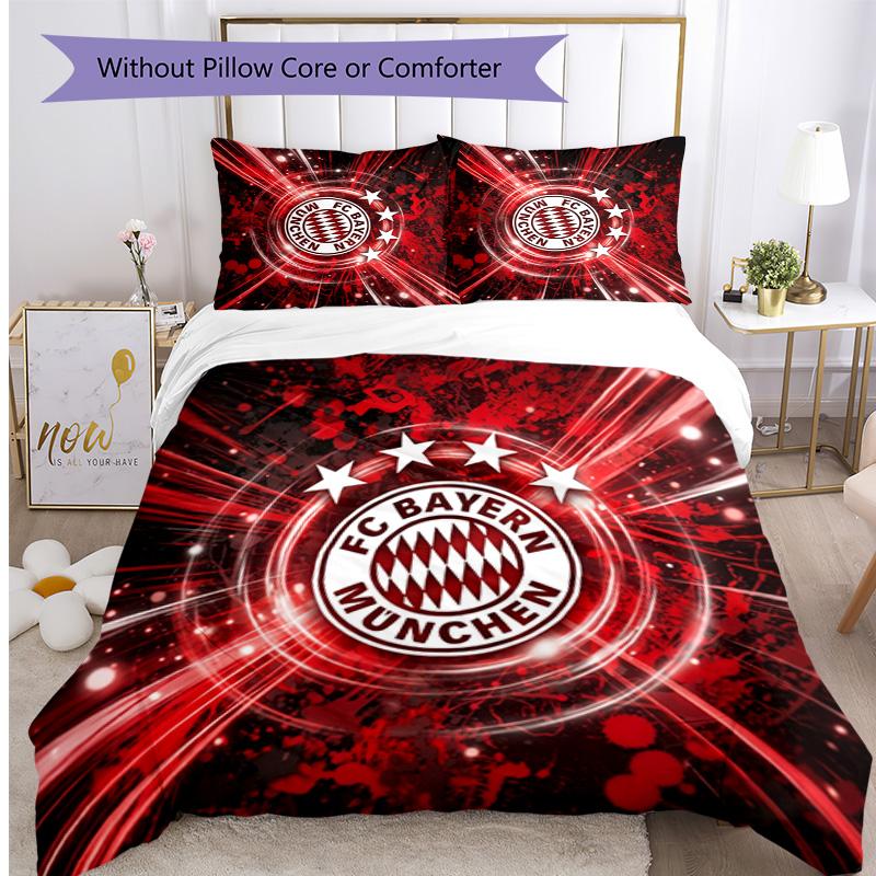 Set Lenzuola 3 Pezzi con Stampa Modello Bayern Monaco Morbido Delicato sulla Pelle Lavabile Copripiumino e Federe Set Tutte le Stagioni Camera da Letto