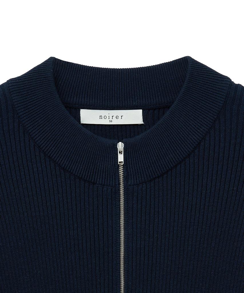 NOIRER Ribbed Zip-Up Knit (Navy)