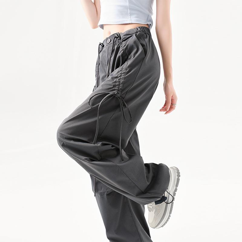 Overalls Women's Spring and Autumn Mountaineering Pants High Waist Retro Loose Wide Leg Bow Casual Sweatpants