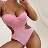 European and American Solid Color One-piece Swimsuit Female Solid Color Sexy Suspender Backless Huludao Swimsuit Swimsuit