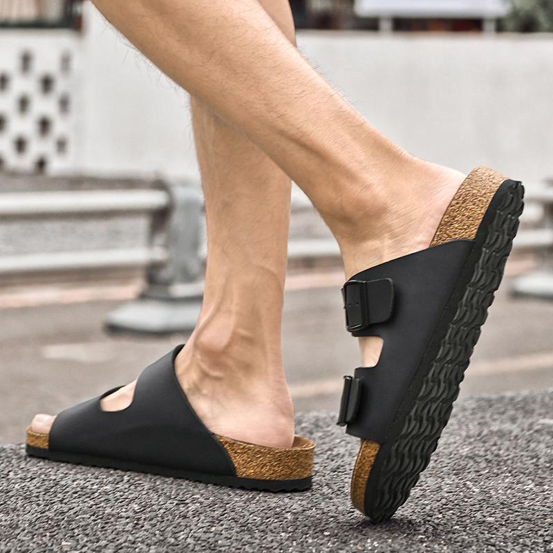 Fashion Man Casual Leather Sandal for Men Beach Breathable Antiskid  Sandals Designer Flat Designer Shoes Comfy Slipper Original Summer